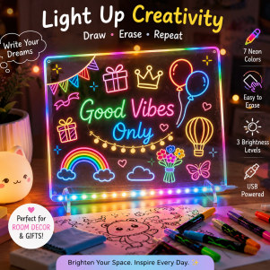 LED Glow Drawing Board – 16” Light-Up Tablet with 8 Colors & 6 Modes